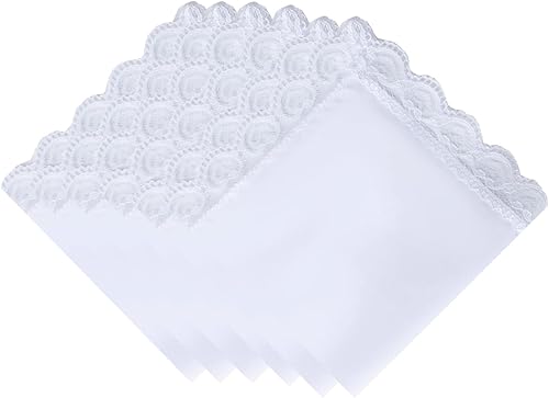 Deeorla Pañuelo de encaje de algodón para mujer, pañuelos de boda blancos para mujer