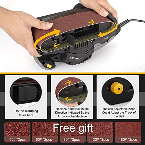 Jellas 750W Belt Sander 75×533mm with 10Pcs Sanding Belts and Dust Bag, Bench Sander with Variable-speed Control, 2 in 1 Vacuum Adapter, 10Feet (3 meters) Length Power Cord