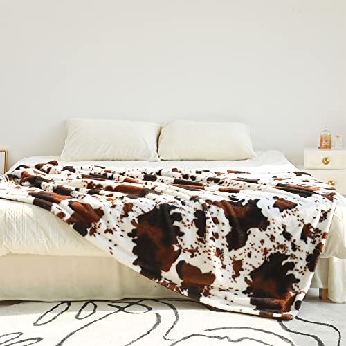 Rynghipy Cow Blanket Lightweight Soft Cow Print Sofa Bed Travel Blankets Warm Coffee Cow Throw Blanket For Baby Kids Girls Boys Adults (Coffee, 63''X79'') #TOP2