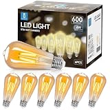 Aigostar Ampoules Edison Vintage E27 6W,600 Lumens,Blanc Chaud 2200K,Lampe Décorative ST64,Idéal pour la Maison, Bars, Café, Restaurant,Non Dimmable,Lot de 6