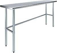 Vista 18 de AmGood Mesa de trabajo de acero inoxidable con base abierta, banco de trabajo de metal