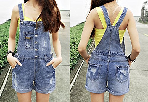 Avacostume Womens Wash Jumper Denim Overall Shorts, L #TOP2
