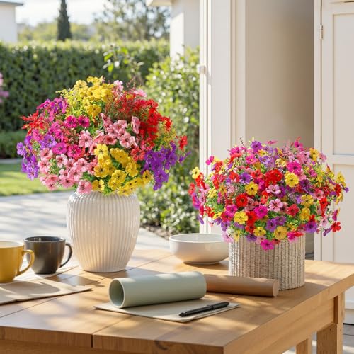 SHareconn 24 Bundles Artificial Flowers for Outdoors UV Resistant Decor