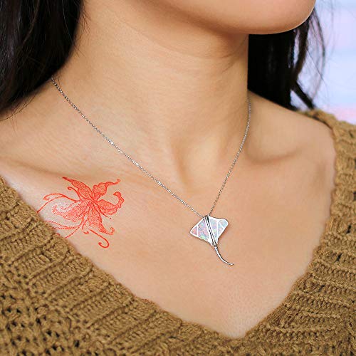 Kelitch Manta Ray Sea Animal Pendant Opal Necklace For Women 925 Silver Chain Necklace Charm Choker Jewelry #TOP3