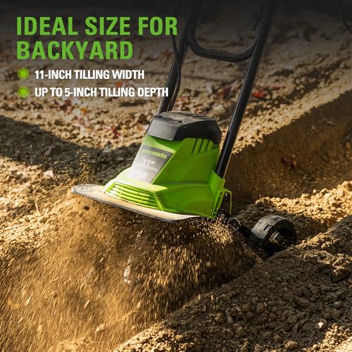 image for Greenworks 8.5 Amp Electric 11-Inch Tiller, Adjustable Width & Depth, 