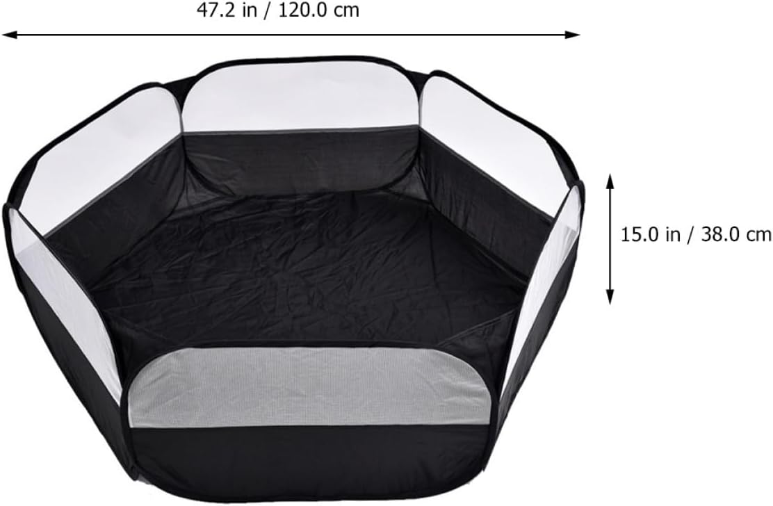 Small Animal Playpen Guinea Pig Hamster Cage Fence Foldable Black Pet Activity Playpen with Side Cover Indoor Outdoor Exercise Tent for Chinchillas and Small Pets