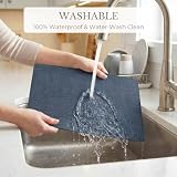 Romanstile Faux Leather Vinyl Placemats Set of 4, Navy Blue | 100% Waterproof Wipeable Anti Slip Place Mats, Heat Resistant Reversible PU Table Mats for Kitchen Dining Indoor & Outdoor