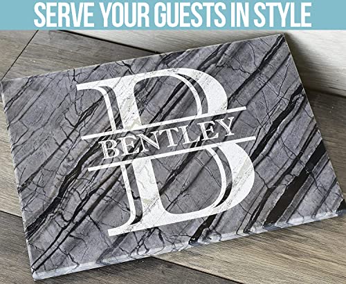 Brew City Engraving - Personalized Custom Engraved Marble Stone Charcuterie Serving & Pastry Board/Tray - Black, White Or Tan #TOP2