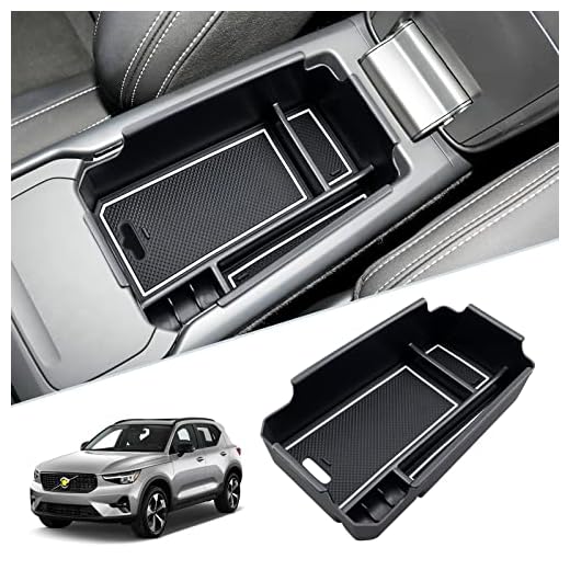 SKTU for 2018-2025 2026 Volvo XC40 Center Console Organizer for 2023 2024 2025 2026 Volvo XC40 Accessories Console Tray 2024 2025 XC40 Insert ABS Tray 2026 XC40 Glove Secondary Storage Box (White)