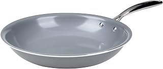 Goodful Ceramic Nonstick 11 Inch Frying Pan, Dishwasher Safe Pots and Pans, Comfort Grip Stainless Steel Handle, Skillet Made without PFOA, Gray