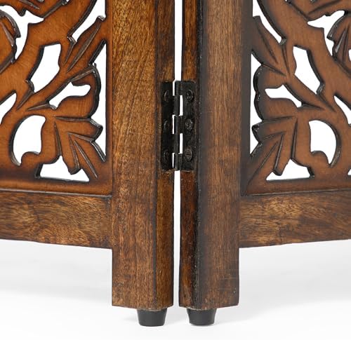 Decorative Wooden Pet Gate, Dog Fence, Cat Gate, Foldable, Adjustable, Portable, Extra-Wide, Wooden Dog Barrier, Free-Standing Puppy Gate 4 Panels for Indoor, Doorways, Stairs-24x56 Inch Antique Burnt — 사진 5