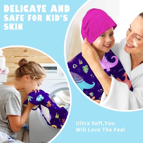 Image of Dinosaur Girls Beach Towel with Hoodie for Kids Toddlers Age 4-8, Pink Bath Towels Shower Wrap for Girls, Hooded Poncho Beach Blanket for Pool Swimming Cute Wearable Bath Towel for Child