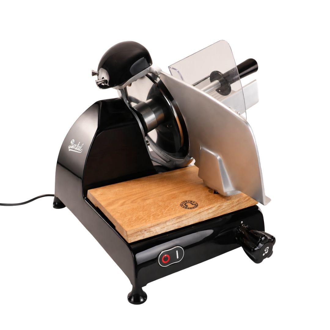 Palatina Werkstatt ® Berkel Red Line 250 - Trancheuse professionnelle - Modèle 2022 - Noir - Avec ponceuse intégrée - Planche en bois de fût fabriquée à la main