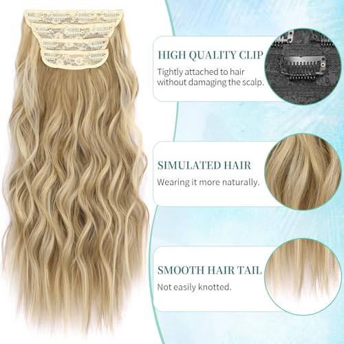 Image of KooKaStyle Wavy Thick Hair Extensions 16 inch Light Brown mix Golden Blonde