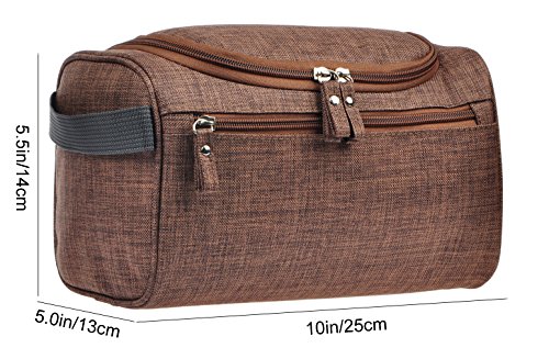 Image of Vercord Mens Toiletry Bag Wash Travel Small Shaving Dop Kit Shower Bathroom Ditty Hygiene Bag, Frosted Coffee, One Size (Hardcode), Classic