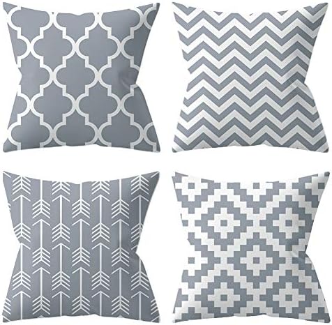BCKAKQA Cushion Covers 60cm x 60cm Blue Grey Geometric Throw Pillow Cover Soft Polyester Square Decorative Throw Pillow Case for Living Room Sofa Couch Bed Pillowcases 24x24 inch Set of 4