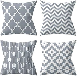 BCKAKQA Cushion Covers 60cm x 60cm Blue Grey Geometric Throw Pillow Cover Soft Polyester Square Decorative Throw Pillow Case for Living Room Sofa Couch Bed Pillowcases 24x24 inch Set of 4