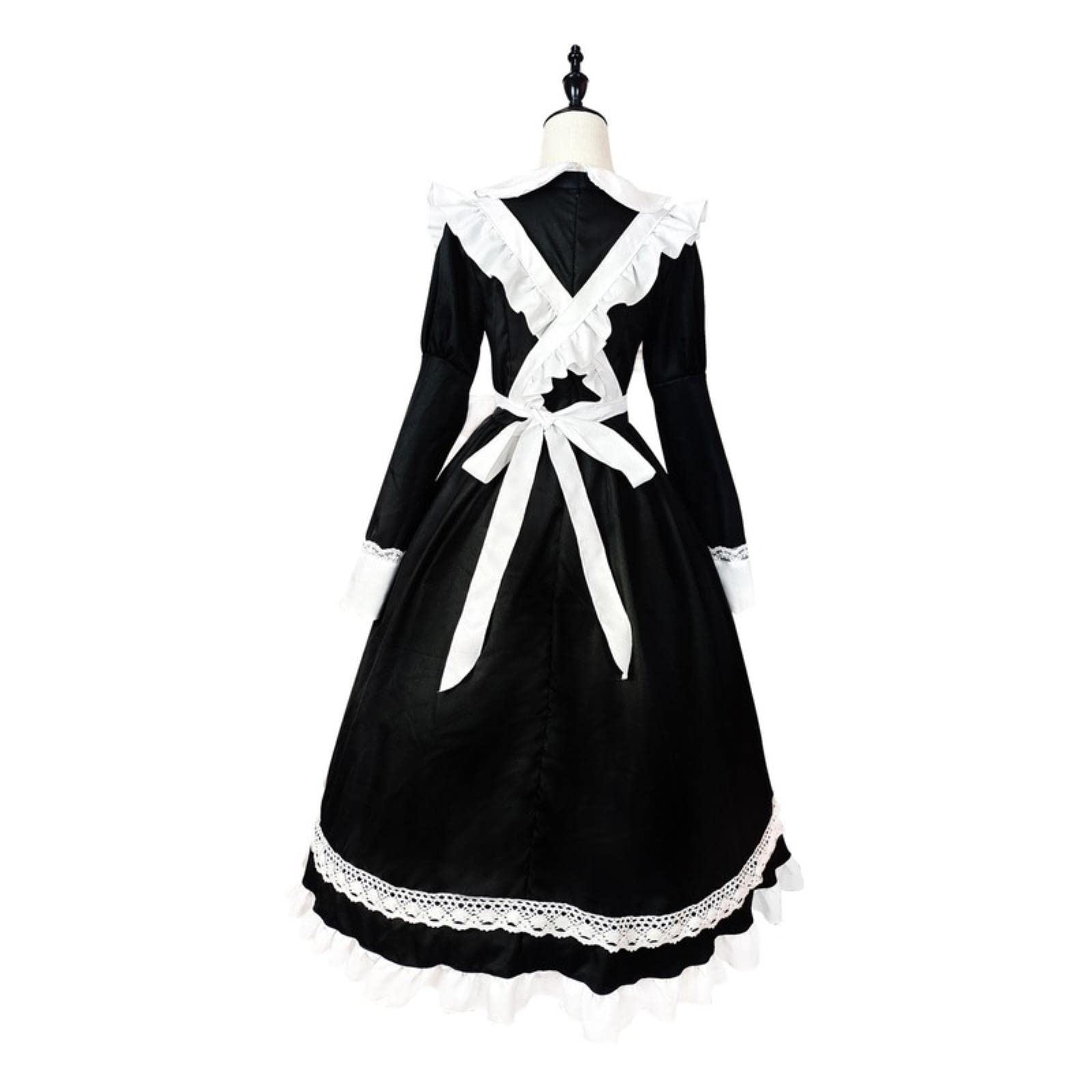 Costumi Cosplay di Halloween Grembiule Anime Cameriera Gioco di Ruolo Abito Lungo Taglie Forti Nero Bianco Lolita Lingerie Abito Abiti da Cameriera-Nero,XXXL