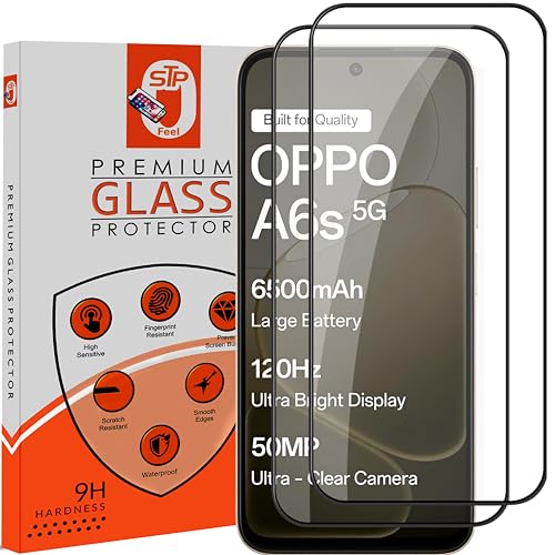 Image of STP FEEL Premium Tempered Glass Screen Protector Guard Compatible For Oppo A6s 5G (6.75 Inch, Pack of 2) | Edge to Edge Coverage With Easy to installation kit for Smartphone