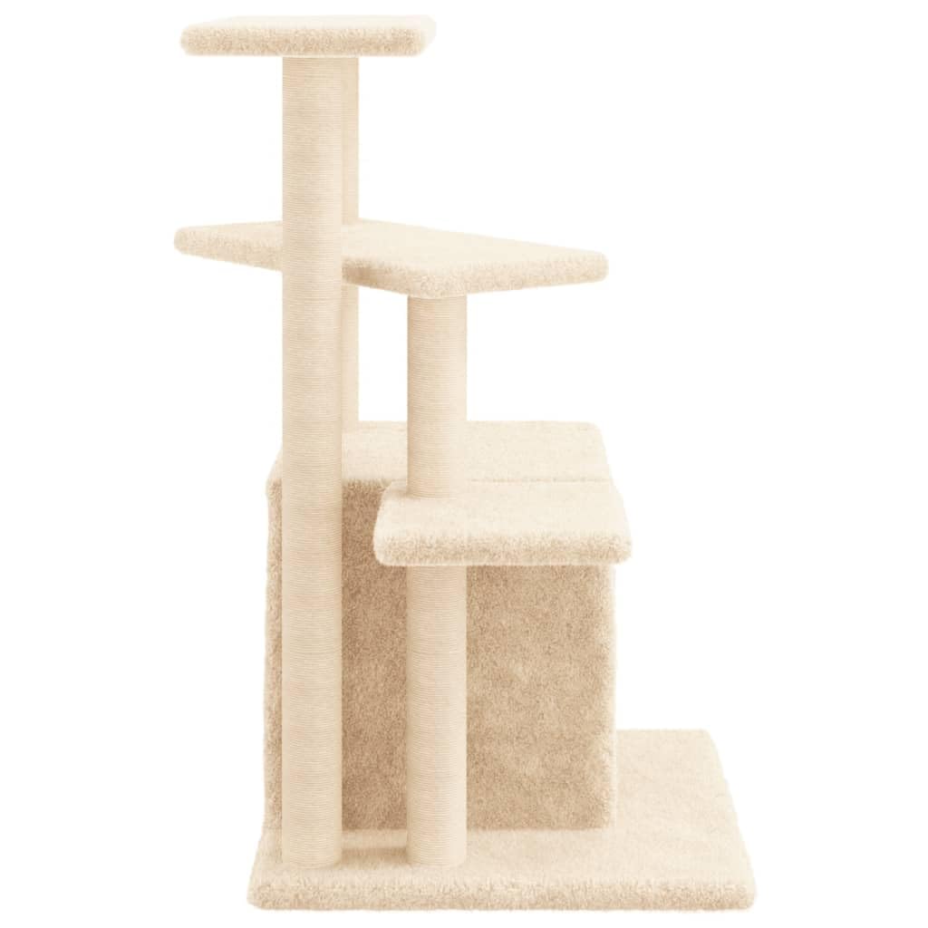 Kratzbaum Katze mit Sisal Stamm, Kletterbaum mit Höhle und Hängematte, Plüsch Liegemulde, kratzbrett, Spielturm für Klettern, Spielen, Schlafen in Wohnung und Balkon, 59,5 x 59 x 83,5 cm