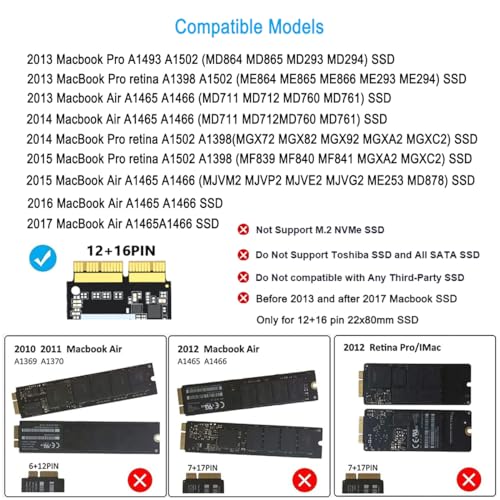 Jorkar External SSD Enclosure USB-C 3.2 for 12+16 Pin MacBook SSD, Hard Drive Reader for A1466 A1465 A1502 A1398 SSDs Mac Air/Pro mid 2013-2017, Portable Aluminum SSDs Case with Indicator - Image 8