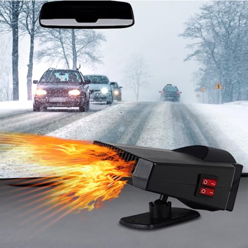 MACHSWON 12V 200W Car Heater & Cooling Fan - Rapid Windscreen Defogger & Window Defroster for Winter & Humid Weather - Safe & Portable with Cigarette Lighter Plug-in for All Cars