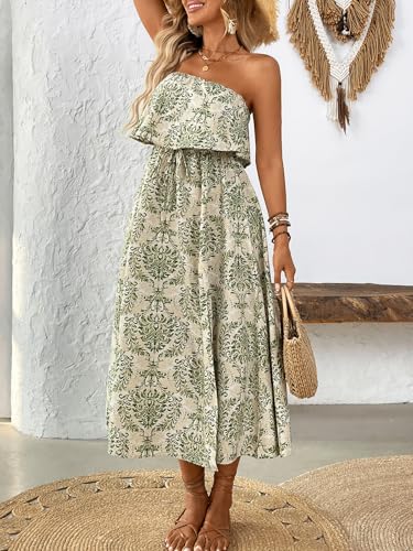 Image of Women's Ruffle Floral Maxi Summer Casual Dress Off Shoulder Wedding Guest Slit Hem Beach Prom Dresses