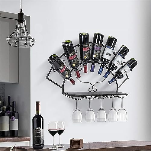 Support en fer multifonctionnel pour bouteilles de vin et verres à pied - 3