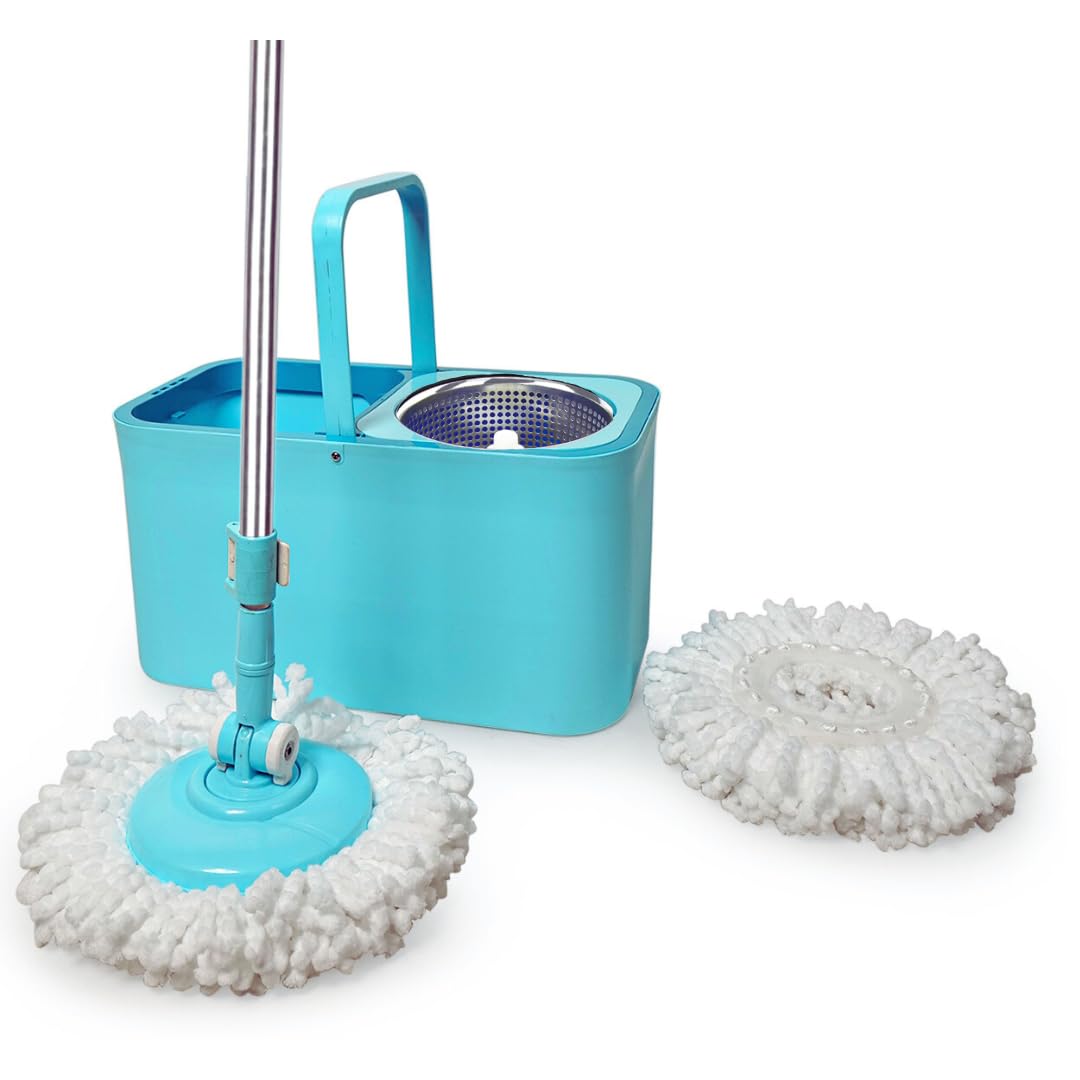ESTABLISHED HOMESmart Abs Spin Mop with 2 Microfibre Refills Mop Set (Aero Blue)
