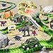 Locomoto 241Pcs Dinosaur Track Toys for 3 4 5 6 7 8 9+ Year Old Boys Girls, 2 Electric Jeeps & 8 Dino, Upgraded Dinosaur Skull Tunnel with Smoke, Light & Sound, Flexible Race Tracks for Kids Toddlers