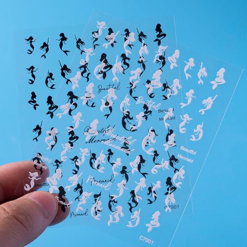 Guaaccb 109GUAACCB 8 Sheets Beach Nail Art Stickers Decals 3D Self-Adhesive Laser Mermaid Jellyfish Design Nail Decals Shell Whale Mermaid Summer Ocean Shark Tropical Nail Supplies thumb #3