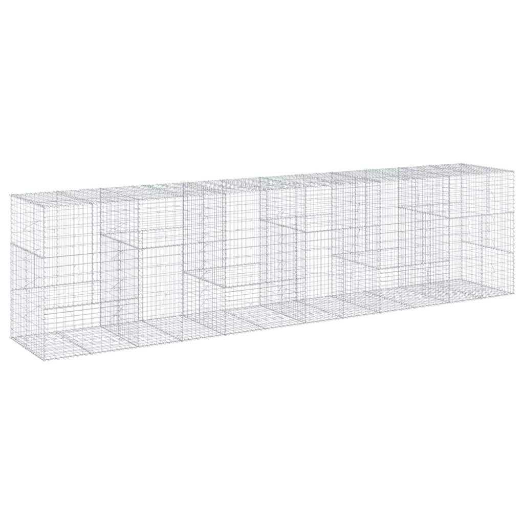 Gavión con tapa, 600 x 100 x 150 cm, cesta de piedra, hierro galvanizado | Cesta de piedra resistente para jardinería exterior. Versátil como protección visual o muro de contención.