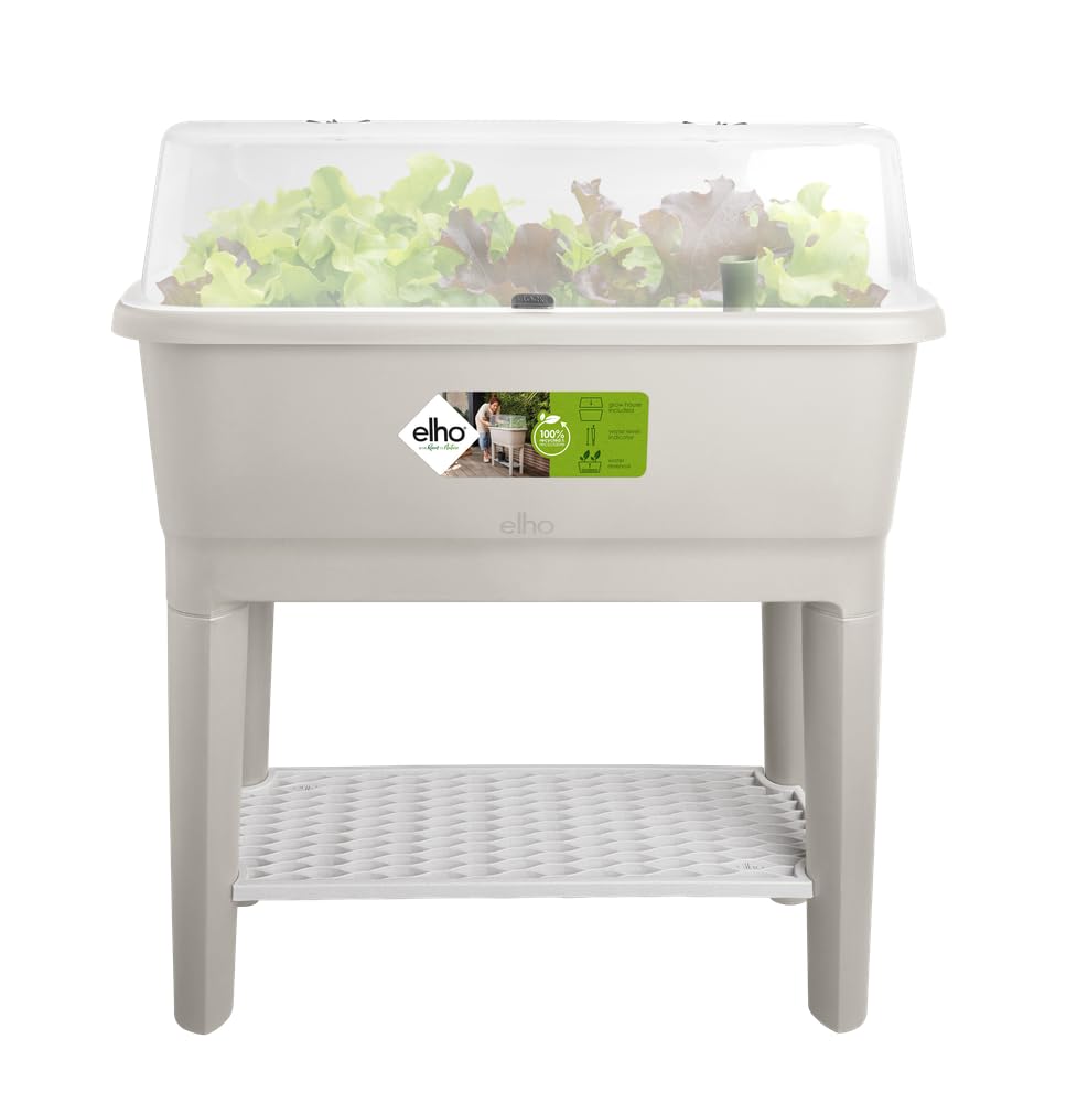 Elho Noa Grow Table 80 - Jardinera por Cultívalo tú Mismo - Ø 78.5 x H 34.2 cm - Warm Grey