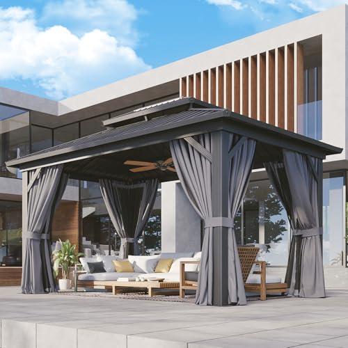 Aoxun-10x14-Hardtop-Gazebo-Aluminum-Frame-Canopy-with-Double-Galvanized-Steel-Roof-Outdoor-Metal-Pavilion-with-Netting-Curtains-for-Backyard-Patio-and-Deck Aoxun 10×14 Hardtop Gazebo Aluminum Frame Canopy with Double Galvanized Steel Roof Outdoor Metal Pavilion with Netting Curtains for Backyard Patio and Deck