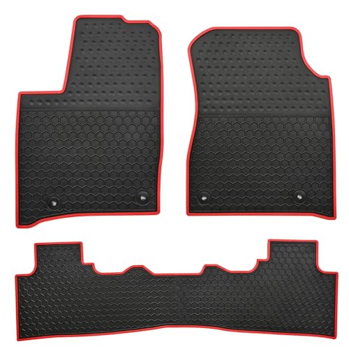Megiteller Car Floor Mats Custom Fit for Dodge Durango 2023 2022 2021 2020 2019 2018 2017 2016(2 Rows) Odorless Washable Heavy Duty Rubber (All Weather) Floor Liners Set Red