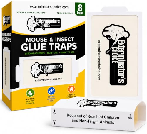 Exterminators Choice Large White Sticky Glue Boards for Insects - 8 Pack Flat Boards - Odorless...