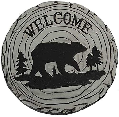 Comfy Hour Wildlife Collection Welcome Bear in Forest Decorative Garden Stepping Stone, 10-Inch, Concrete