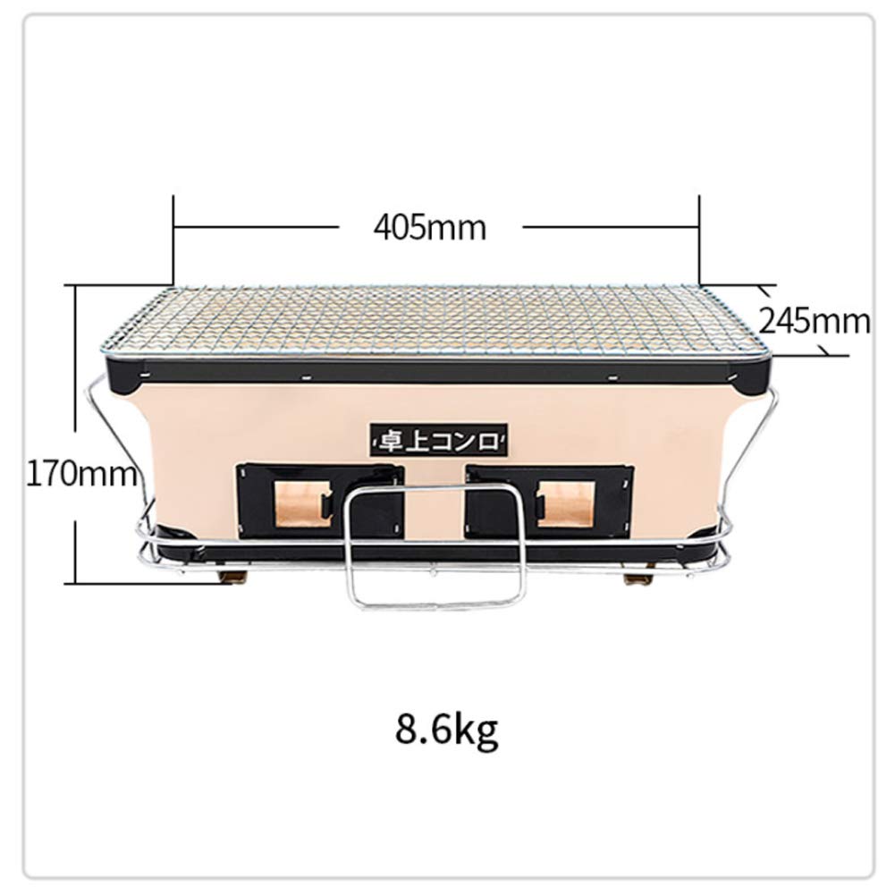 RajoNN Griglia per barbecue, griglia da tavolo, griglia a carbone in ceramica, barbecue giapponese Yakitori, barbecue in ceramica porosa, barbecue 48x28x22 cm