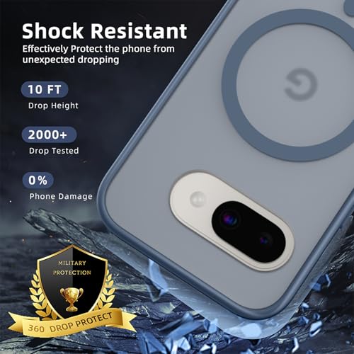 Image of X-level for Google Pixel 9A Case Compatible with MagSafe, Military Grade Drop Protection,Slim Translucent Matte Back Cover Shockproof Anti-Scratch Magnetic for Google Pixel 9A Phone Case,Blue