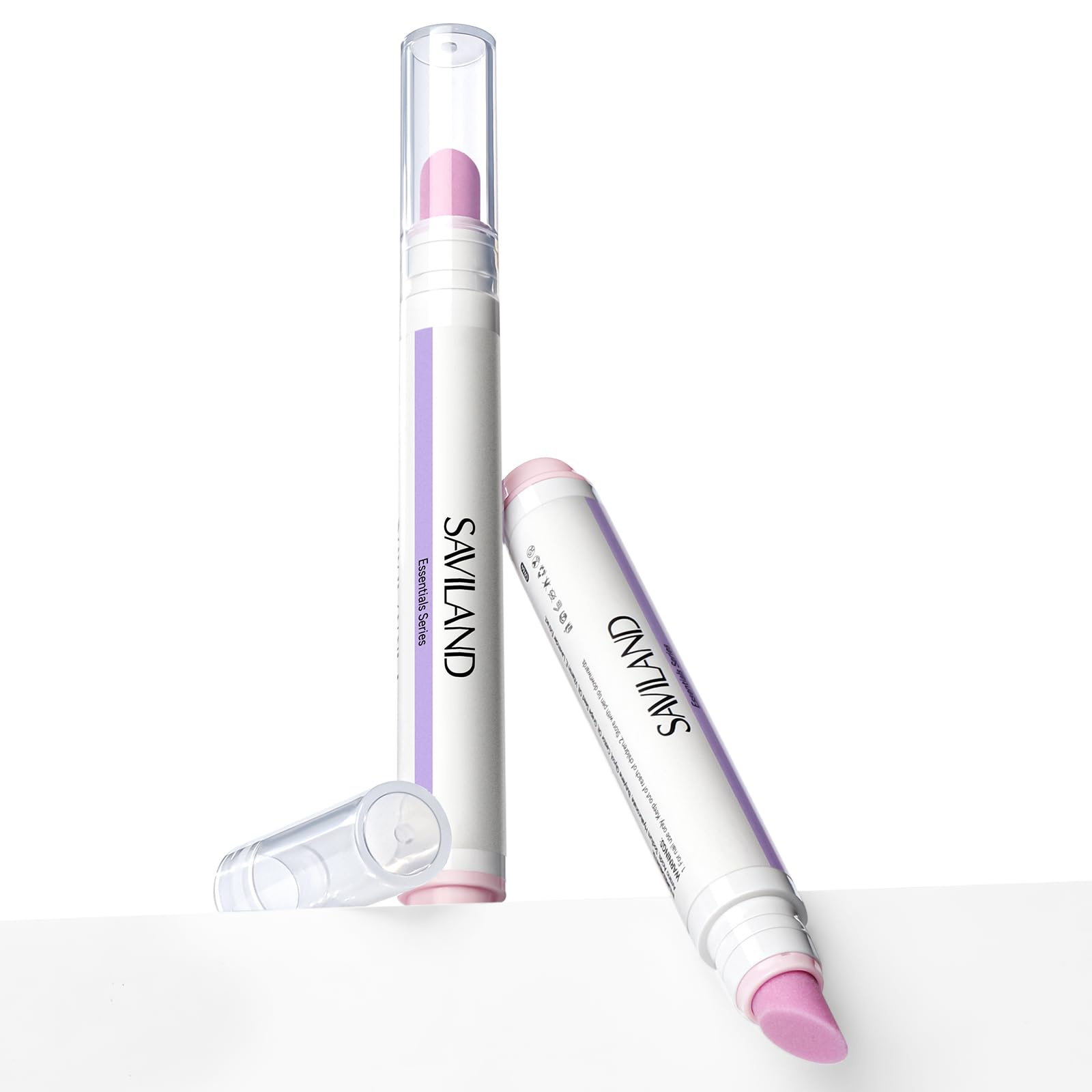 SAVILAND 3 in 1 Penna per Cuticole, 2 pezzi Cuticle Scrub Penna per Rimuovi Cuticole e Olio per Cuticole con Punta Ceramica per Pellicine, Unghie Screpolate e Secche