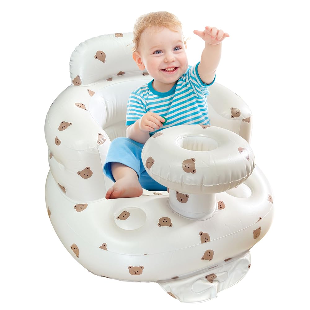 Baby Inflatable Seat, Inflatable Baby Chair, Built in Air Pump Babies Chairs, Infant Back Support Sofa, Toddler Chairs for Sitting Up, Inflatable Seat for Babies 3-36 Months