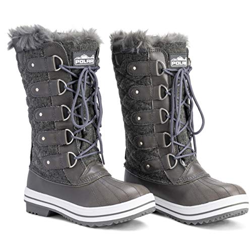 Image of POLAR Womens Snow Boot Nylon Tall Winter Fur Lined Snow Warm Waterproof Rain Boot