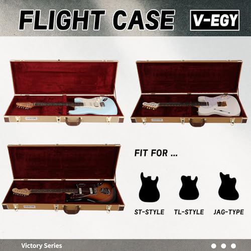 Image of GHOSTFIRE Electric Guitar Standard 39-Inch Hard Case for ST /TL /JAG, V-EG2 | Portable Hard-Shell Case With Lock, Super Thick Case Fit for Guitar, Soft Velvet Lining Suitable Inner Design