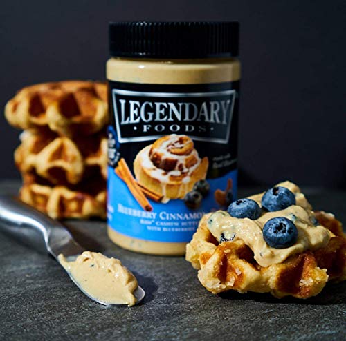Legendary Foods Almond Butter | Keto Diet Friendly, Low Carb, No Sugar Added, Vegan | Blueberry Cinnamon Bun (16oz Jar)