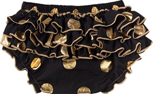 Messy Code Baby Bloomers Training Pants Girls Underwear Ruffle Diaper Cover Gold Dot Briefs for Toddlers Black S(6-12Months)