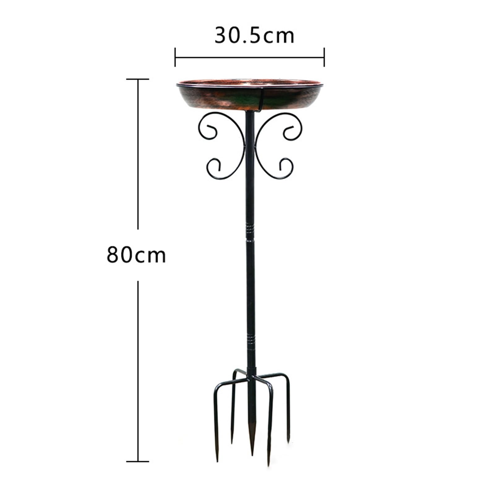 Bain d'oiseaux en métal rétro facile à nettoyer avec piquet antirouille pour jardin, terrasse, cour