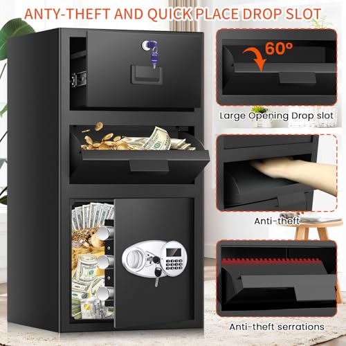 Anti-theft business safe with drawer