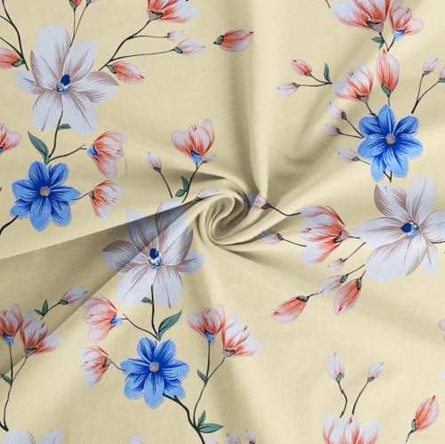 Image of VAS COLLECTIONS Premium 3D Printed 160 TC Microfiber Double Bedsheet with 2 King Size Pillow Covers (90X90 Inches) Tealish Blue and Orange Red