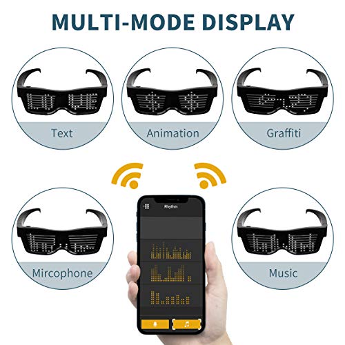 ACALEPH Smart Glasses Customizable LED Light Up Glasses with Bluetooth for Parties,Festivals,Flashing Display DIY… - Image 3