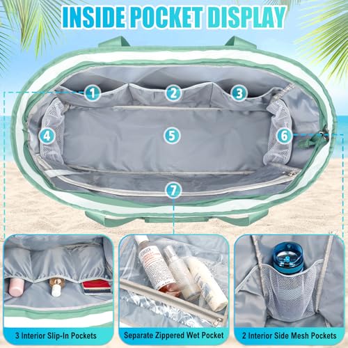 Image of Extra Large Beach Bags for Women Waterproof Sandproof Beach Tote Bag